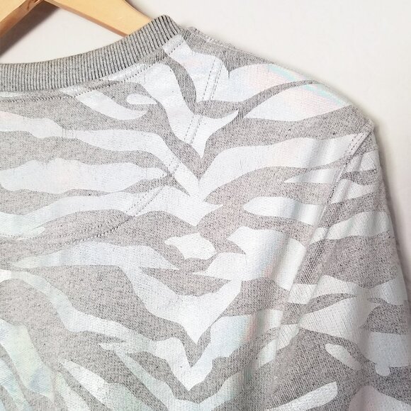 KENZO Iridescent Silver Tiger Stripes Crewneck Pullover Sweatshirt S Gray $355 - Picture 10 of 16